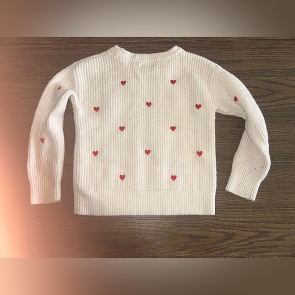 Cat & Jack Cream Sweater with Red Heart Details - Picture 5 of 5